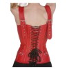 Women Bustier Overbust Corset Red Steel Bone Lace Up Corset